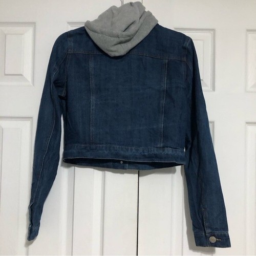 Poetry denim jean jacket with hood girls size large. Ornate silver tone buttons - Picture 6 of 10