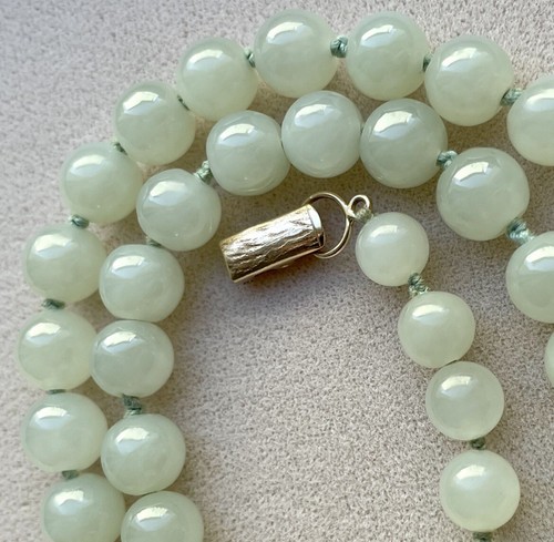 "Collar de colección Ming's 14KYG 7-7,5 mm cuentas de jade verde pálido 21,5""" - Imagen 4 de 7