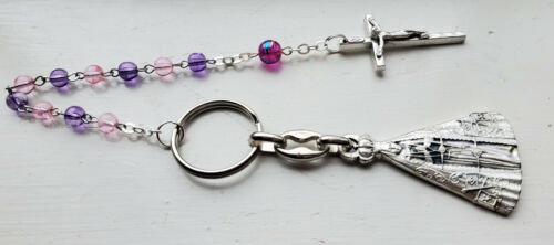 HANDMADE One Decade Rosary Keyring OUR LADY of the CONCEPTION Catholic Beads - Afbeelding 1 van 75