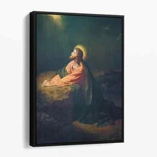 Jesus Christ In The Garden Of Gethsemane Christian Bible Canvas Print Wall Art