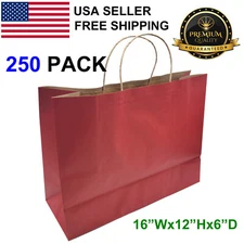 250 Packs Red Paper Shopping Kraft Retail Gift Merchandise Bags With Handles