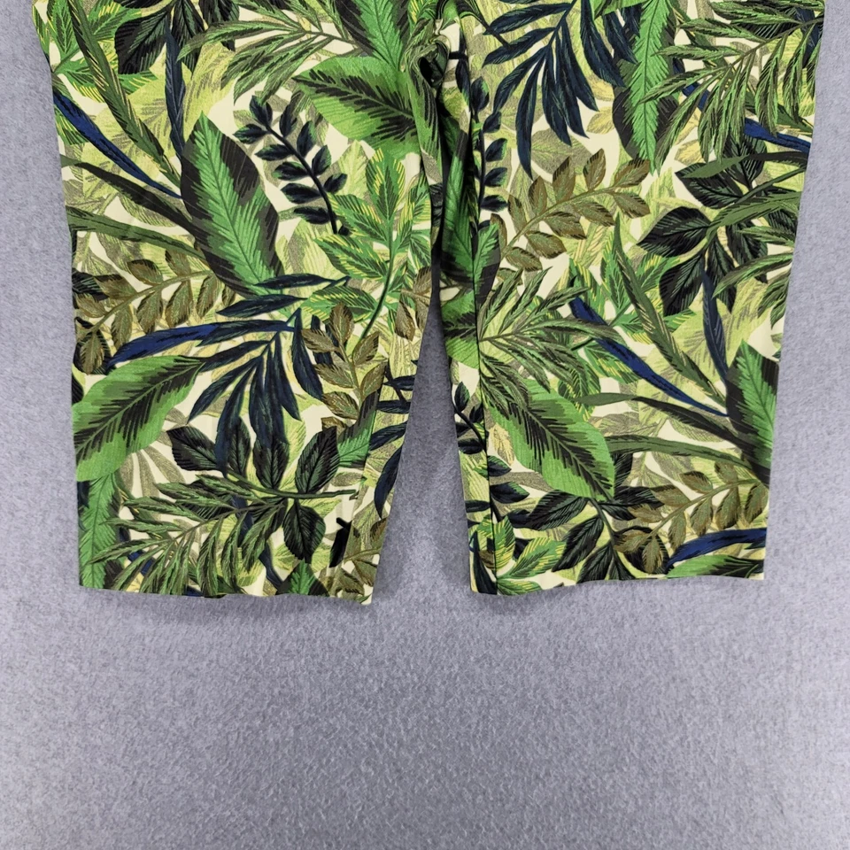 Pantalones al tobillo Susan Graver Capri para mujer talla 16 estampado de hojas verdes ponte elástico Foto 3 de 4
