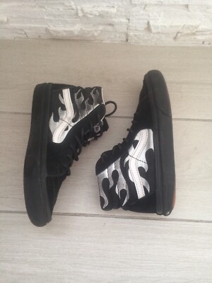 Vans Kids Youth Hi Top Sneakers US 12.5 UK12 EU30 Fire Flame Shoes Genuine Suede