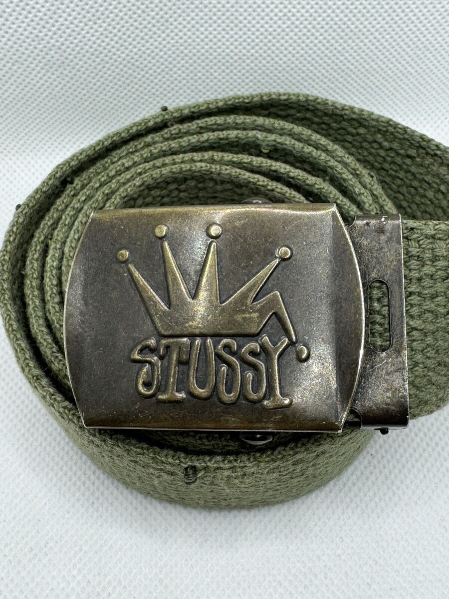 Very Rare Vintage 90s STUSSY Crown Olive Green Gacha Belt Very Rare Vintage 90s STUSSY Crown Olive Green Gacha Belt