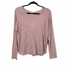 Splendid Heather Pink Gray Long Sleeve Round Neck Casual Blouse Top Size Small