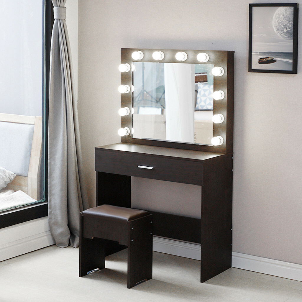 Makeup Vanity Dressing Table Set Dresser Desk With 12 Led Light Mirror Stool Us For Sale Online