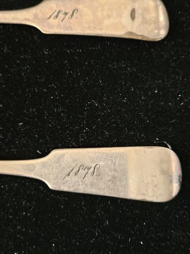 Antique Rogers Bros. A1 Silverplate Set of Two Spoons Engraved 1878 'S.M.Rose' - Picture 8 of 13