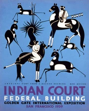 POSTER ANTELOPE HUNT NAVAJO DRAWING INDIAN NEW MEXICO USA VINTAGE REPRO FREE S/H