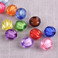 50pcs Round Pumpkin Shape 8mm 10mm 12mm Acrylic Plastic Loose Beads DIY Jewelry
