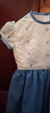 Handmade vintage style little girls dress size 4 eyelet bodice, light blue skir