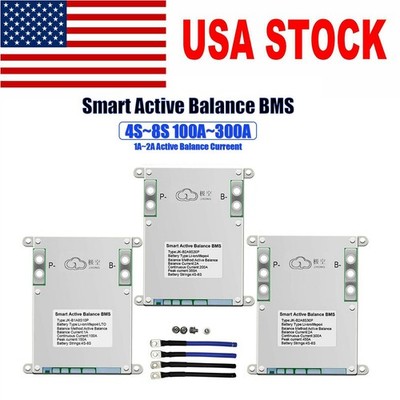 JK 4S-8S SMART 100A-300A Li-ion LiFePo4 Active Balancer BMS BT/RS485 Lot US HAU