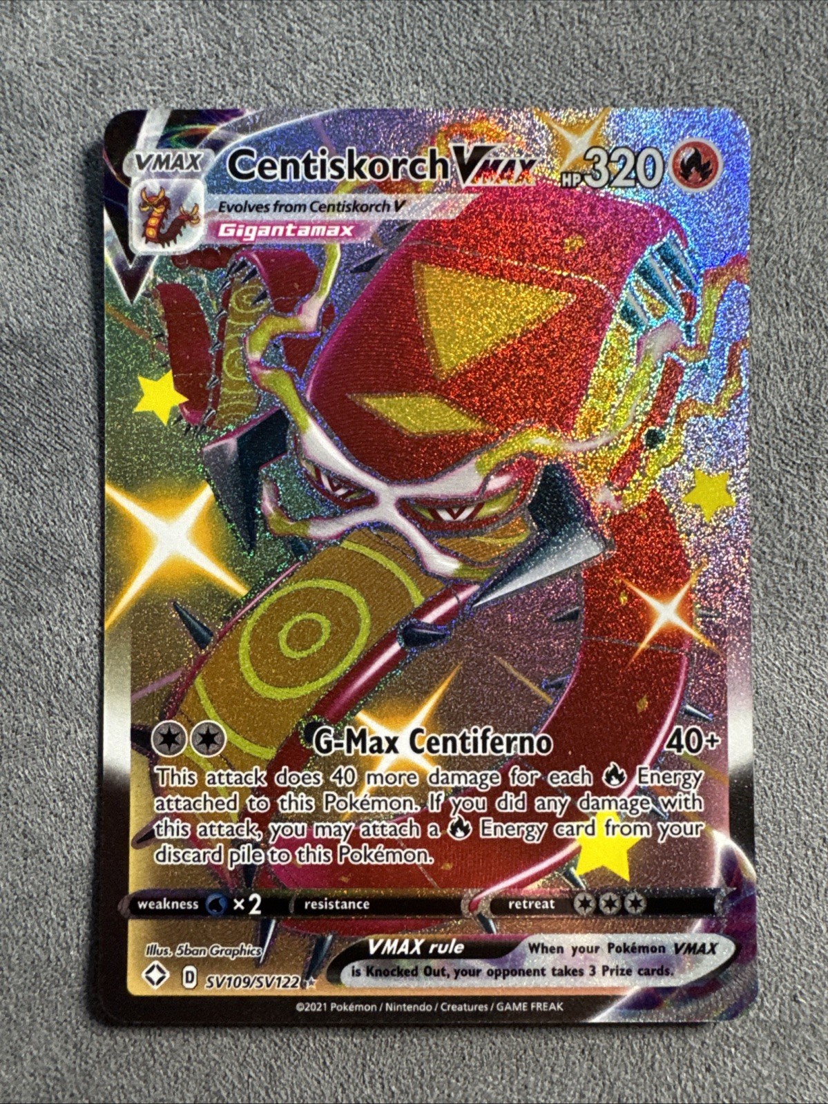 Centiskorch VMAX - SV109/SV122 - Pokemon Shining Fates Sword Shield Shiny NM