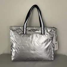 Lesportsac Shinning Costal Silver Street East West Tote NWT