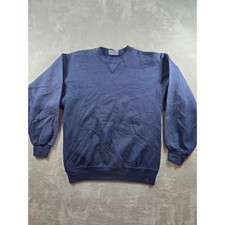 Vintage Hanes Classics Sweatshirt Mens L Fit M Blue Blank Crew Made in USA Read