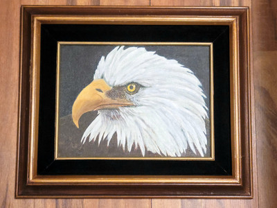 American Eagle Oil Portrait On Canvas Signed & Framed 1984