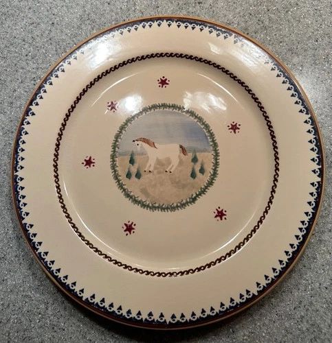 Vintage NICHOLAS MOSSE  dinner plate LANDSCAPE, horse/pony motif 10 1/2"