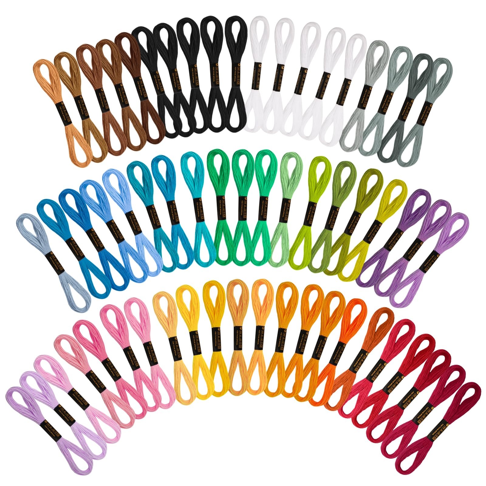 VynyQoo 8m (6 Strand) Embroidery Threads 60PCS 52 Colours Coloured Thread Cros - Image 2