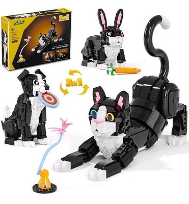 3 in 1 Animal Tuxedo Cat Building Set - Animal Figurines with 3 Building Options