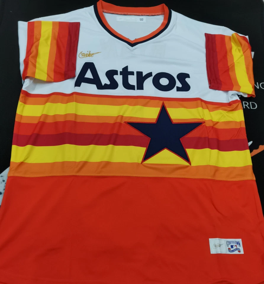 Jersey cosido Nolan Ryan #34 Astros Throwback naranja/multi Pullover. Foto 2 de 4