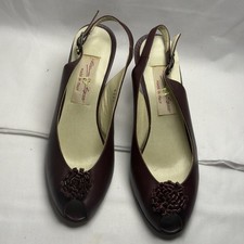 Vintage 70s Etienne Aigner Burgundy Leather Slingback Womens Pumps Heels 6.5M