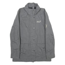 JACK WOLFSKIN Womens Grey Jacket UK 10 Polyester Blend Zip Outdoor Casual