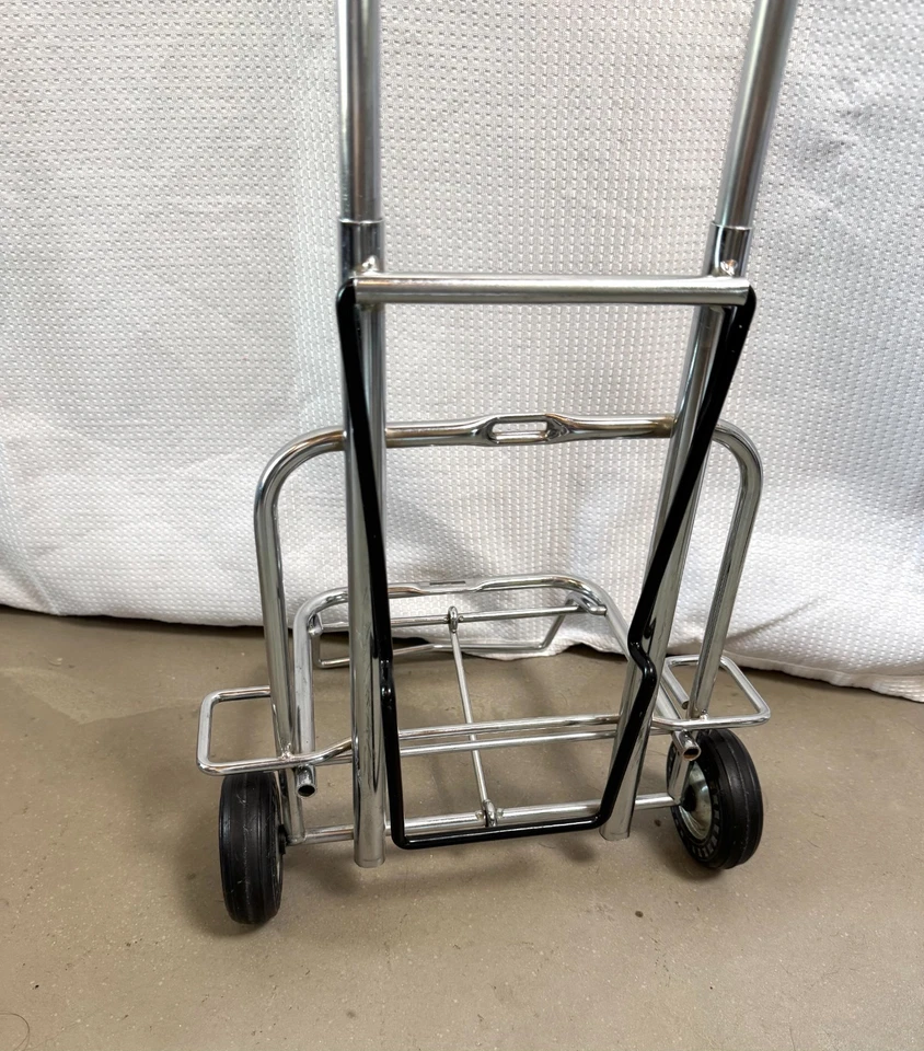 Folding Luggage Travel Chrome Caddy Suitcase Carrier Shopping Cart With Wheels - Image 3 of 4