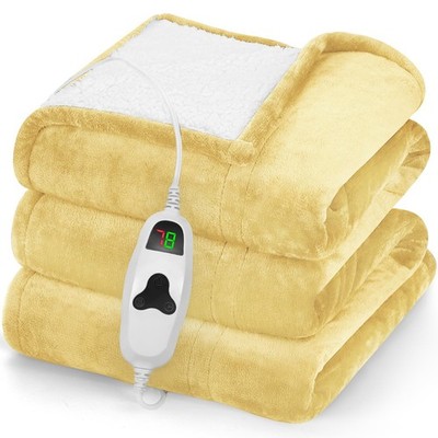 greenoak Heated Blanket Electric Throw 50''X60'', Heating 50x60, Cream Yellow