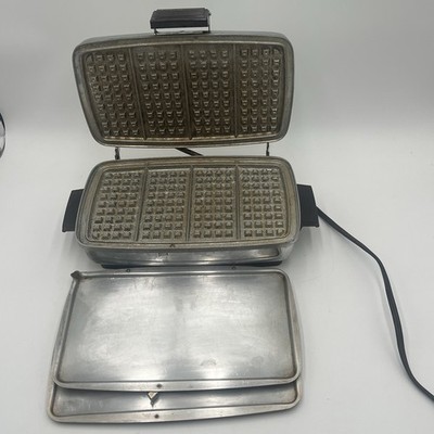 Vintage GE General Electric Waffle Iron Grill Combo 159339 Chrome