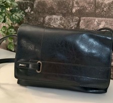 Dark Navy Blue faux leather vintage Jane Shilton SW6 Shoulder Messenger bag