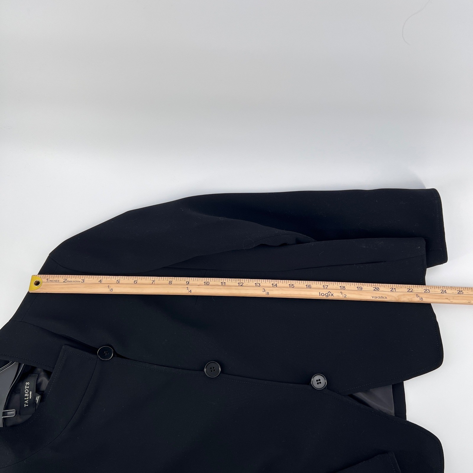 Talbots Petites Black Collarless Button Front Bla… - image 7