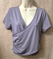 90 Degree By Reflex Women's Purple Front Criss-Cross Crop Top - Size L - NWOT