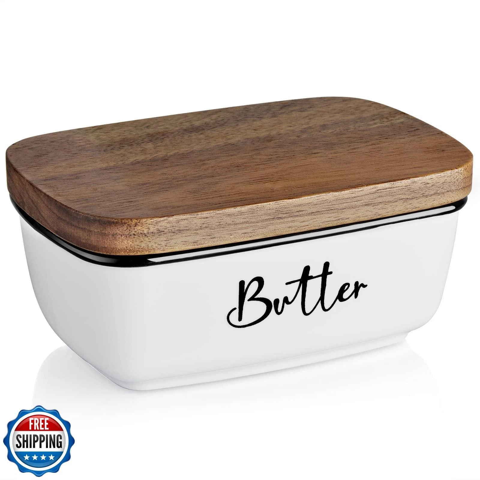 Butter Dish with Lid, ALELION Large Ceramic Butter Dish for Count