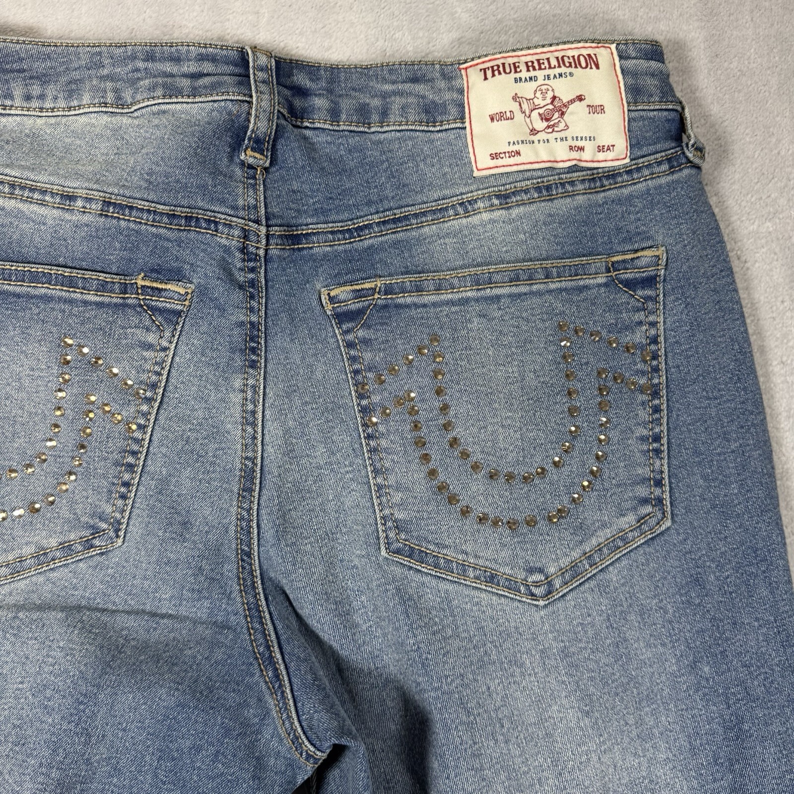 True Religion Jennie Curvy Crystal SN Mid Rise Super Skinny 30 Light Wash thumbnail 6