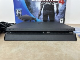 Sony PlayStation 4 Slim 500GB Black Console w/ Uncharted 4 Box - Tested & Works