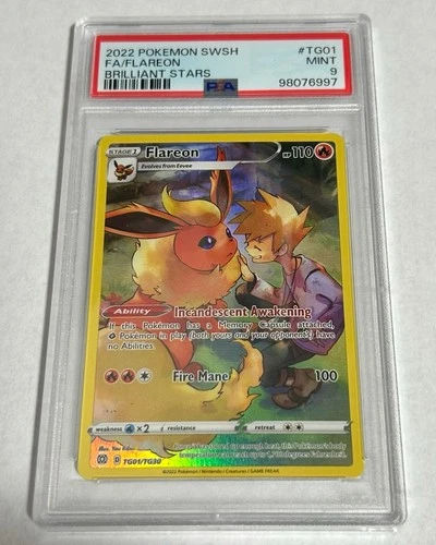 Pokemon - Flareon TG01/TG30 - Brilliant Stars Trainer Gallery Holo - Psa 9