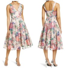 Eliza J Floral Embroidery Fit & Flare Dress Size 2 NEW