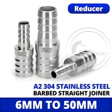 Stainless Steel Reducer Barbed Straight Joiner Pipe Connector Fuel Water Tubing