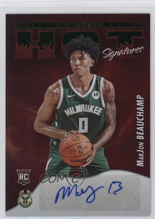 2022-23 Panini NBA Hoops Hot Signatures Rookies Green MarJon Beauchamp Auto RC