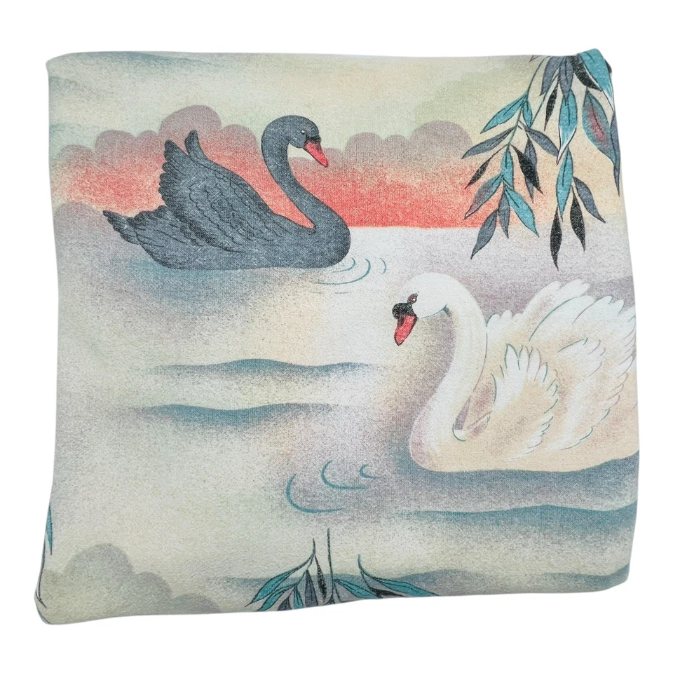 Funda nórdica de franela de algodón negra de colección Lago de los Cisnes Cottagecore cabina ropa de cama doble Foto 3 de 4