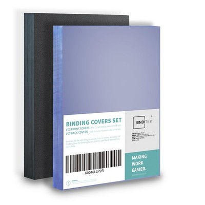 200 Pack Binding Covers and Backs Set, 8.5 x 11 Inches, 100 Clear PVC (8Mil),...