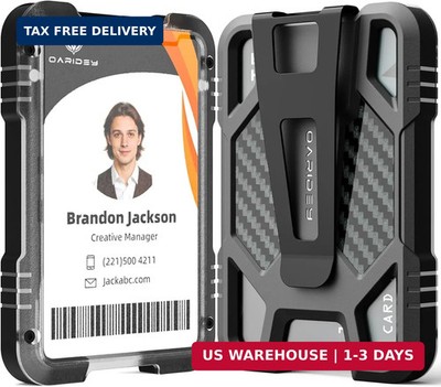 Oaridey ID Badge Holder with Metal Clip, Heavy Duty ID Card Holder Holds 5 Cards