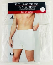 2-Pack of Roundtree & Yorke Big Man 100% Combed Cotton Full-Cut Boxers in White