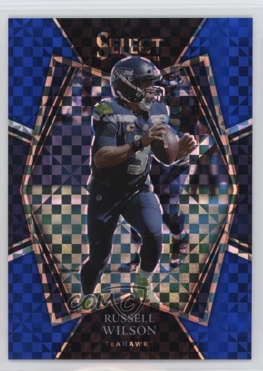 2021 Panini Select Premier Level Blue Prizm /149 Russell Wilson #130 4g8