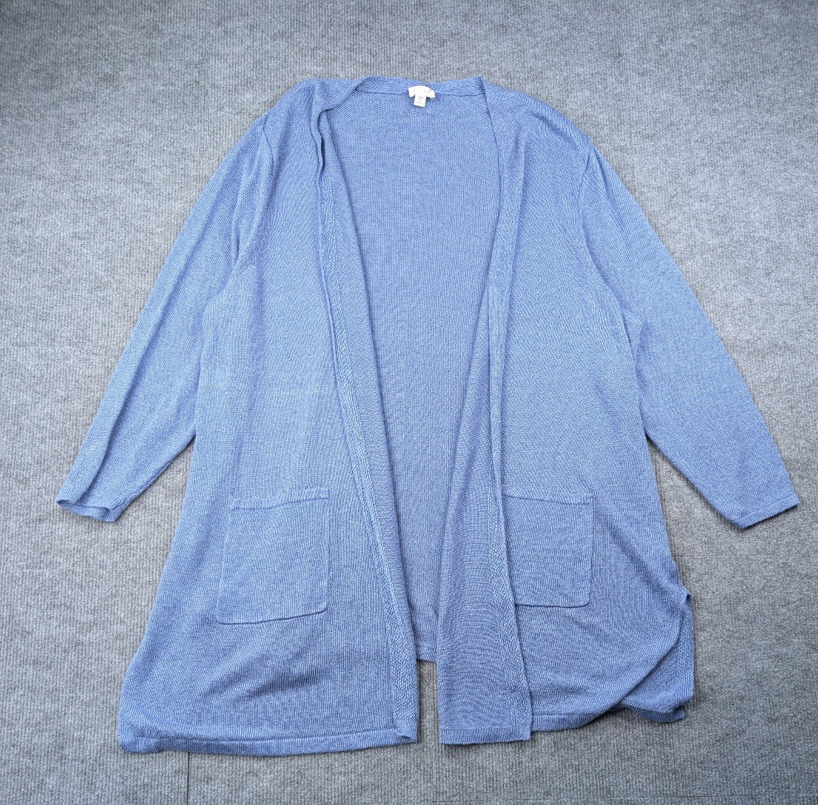 J Jill Linen Cardigan Womens 4X Lightweight Knit Blue Coastal Relaxed Duster
