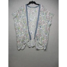 LOFT White Floral Bohemian Kimono Open Front Womens Top Size XS/S