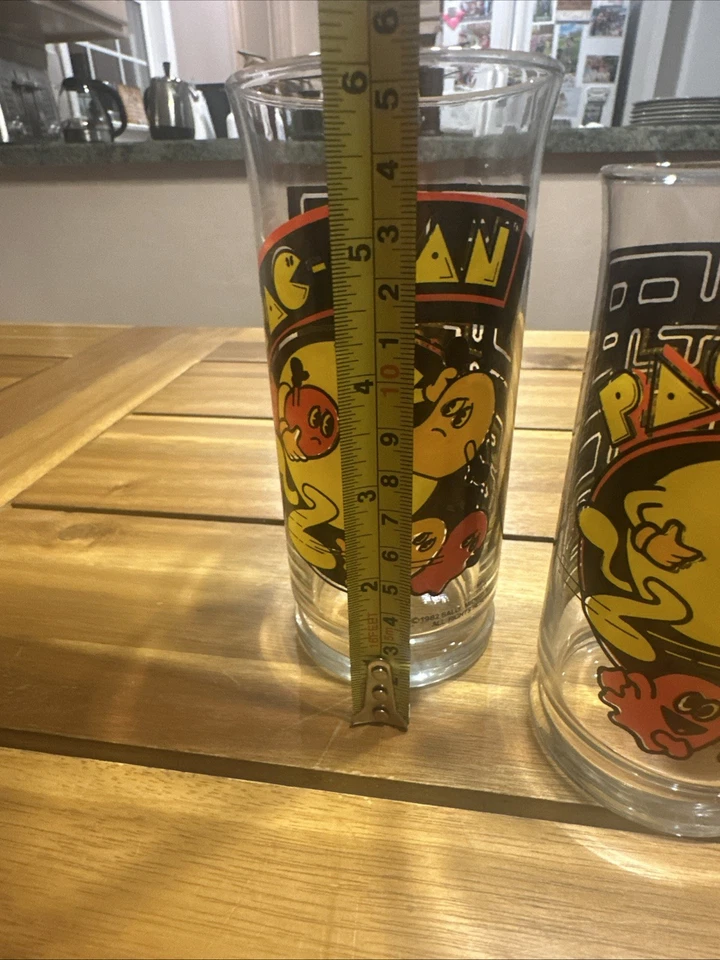 PAC-MAN Drinking Glasses 1982 Bally Midway (4) 2- Appr 6 1/4” & 2- Appr 5 3/4” - Image 3 of 4