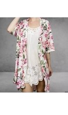 Show Me Your Mumu Floral Robe Pink White Kimono Wrap One Size O/S Lounge Coverup