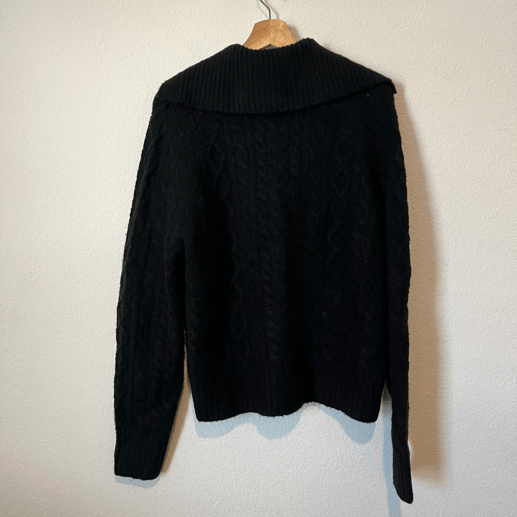 J. Crew Black Collared Cable Knit Button Down Car… - image 4