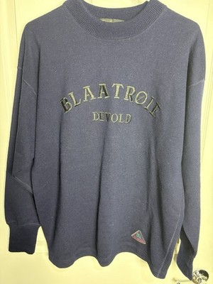 Devold Blaatroie Blue Wool-Viscose Knit Crewneck Pullover Sweater Men's L