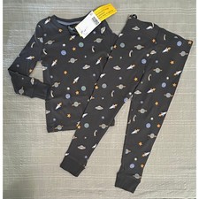 H M Toddler 4T Pajamas Set - Dark Gray with Planets NWT